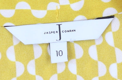 Jasper Conran Women's Yellow Geometric Blouse Size 10
