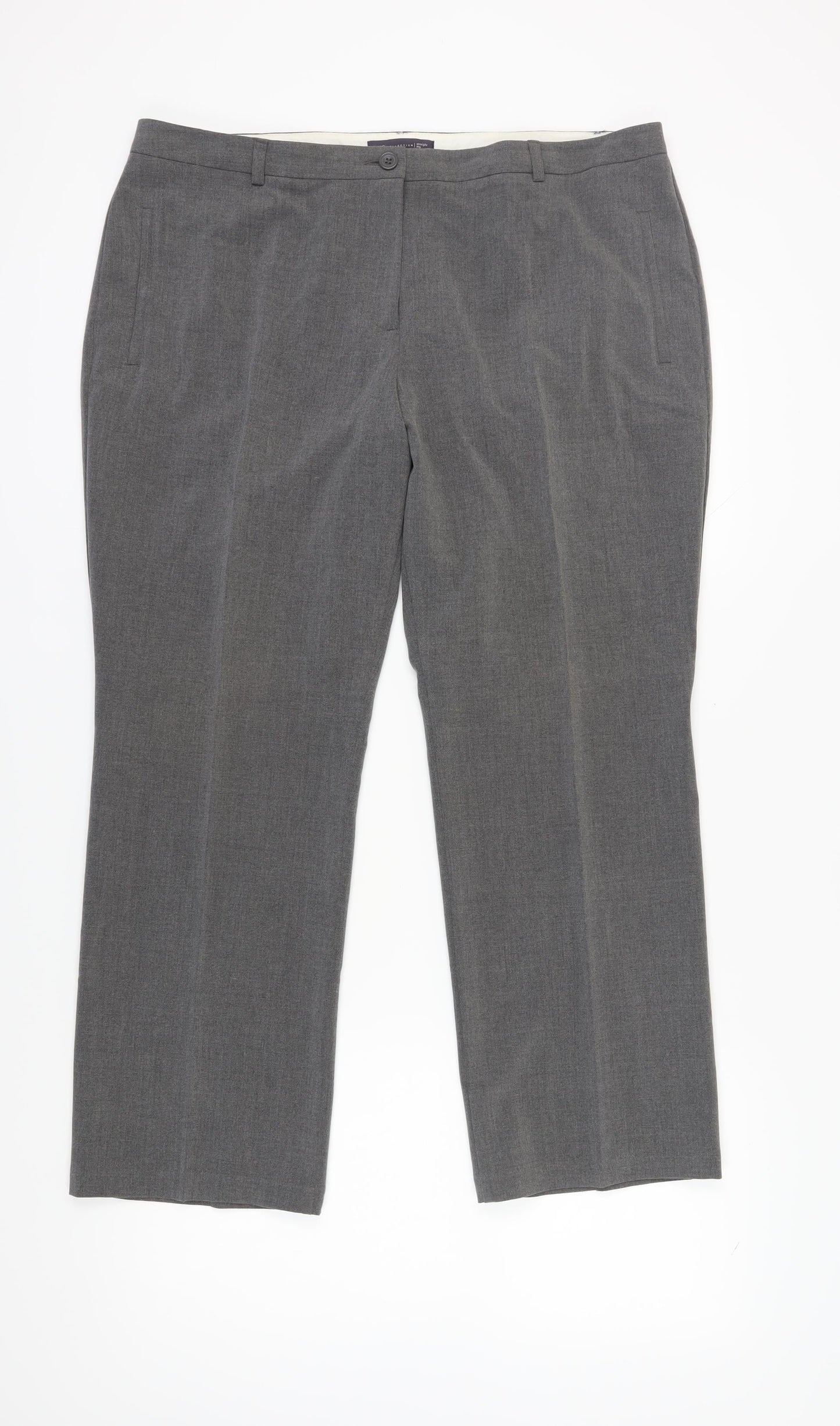Womens UK Size 18 Marks and Spencer Regular Fit Dress Pants Grey Trousers