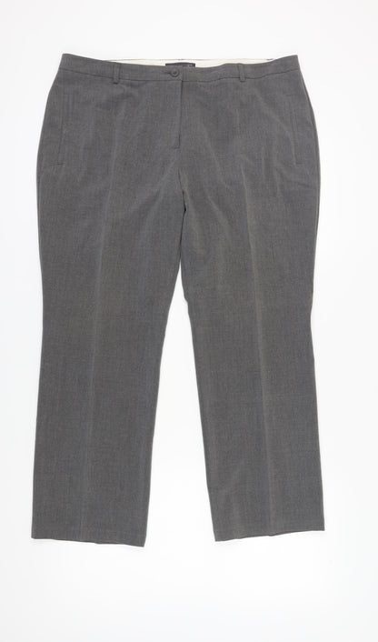 Womens UK Size 18 Marks and Spencer Regular Fit Dress Pants Grey Trousers