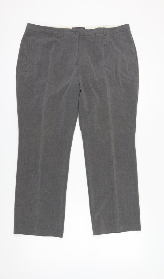 Womens UK Size 18 Marks and Spencer Regular Fit Dress Pants Grey Trousers