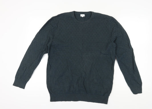 Linea Men's Blue Cotton Cable-Knit Pullover, Size L