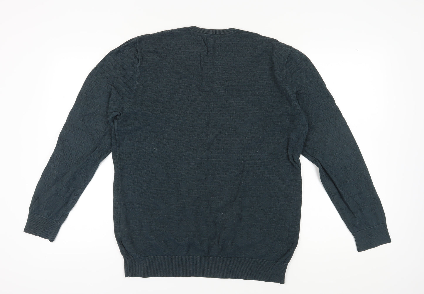 Linea Men's Blue Cotton Cable-Knit Pullover, Size L