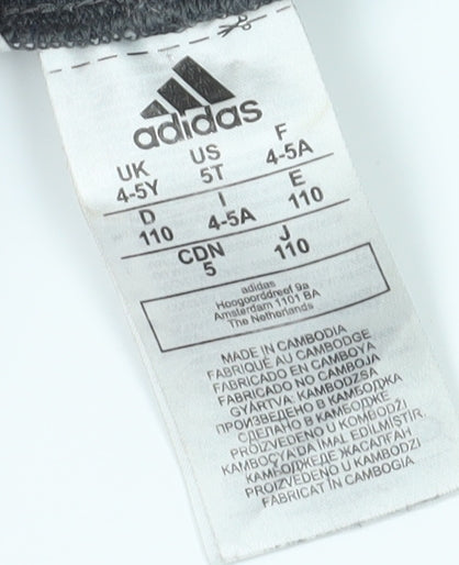 Adidas Girls Grey Ankle Leggings Size 4-5Y Elastic Waist