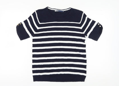 Isle Women's Blue Striped T-Shirt Size 10