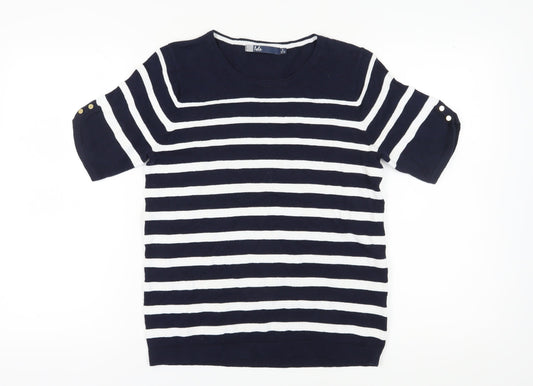 Isle Women's Blue Striped T-Shirt Size 10