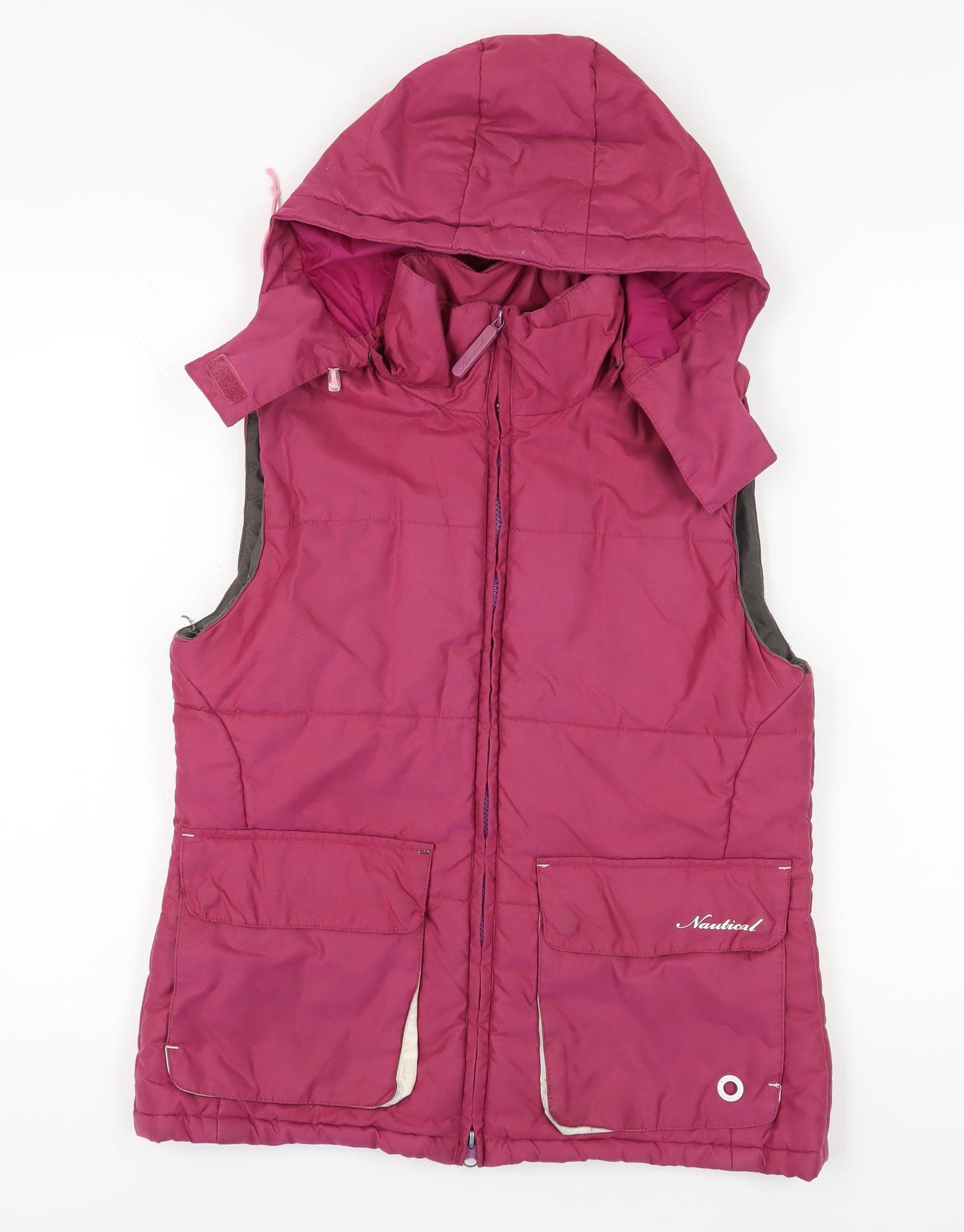 Nautical Women's Pink Hooded Puffer Waistcoat Size 10