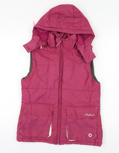 Nautical Women's Pink Hooded Puffer Waistcoat Size 10
