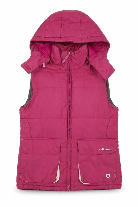 Nautical Women's Pink Hooded Puffer Waistcoat Size 10
