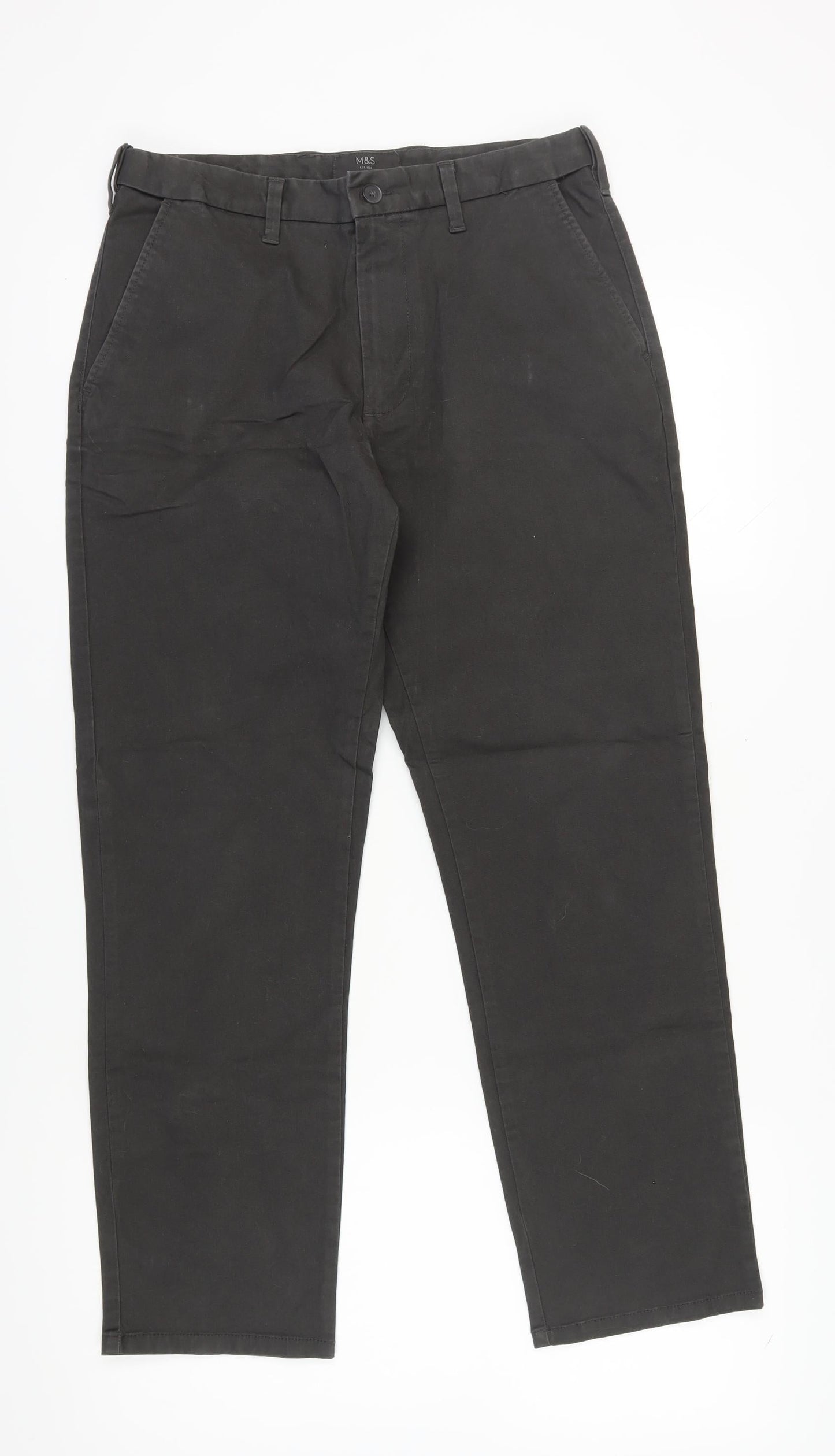 Marks and Spencer Men's Black Regular Trousers 32