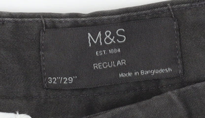 Marks and Spencer Men's Black Regular Trousers 32