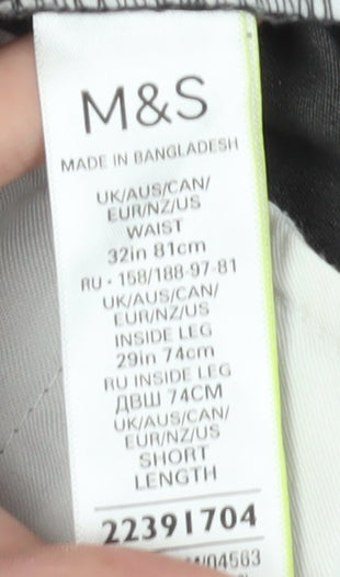 Marks and Spencer Men's Black Regular Trousers 32