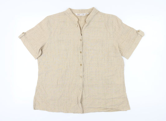 EWM Pure Classics Beige Button-Up Shirt for Women Size 18
