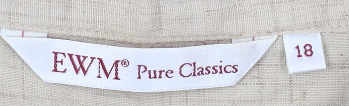 EWM Pure Classics Beige Button-Up Shirt for Women Size 18