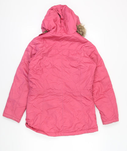 Lands' End Girls Pink Parka Jacket Size 14 Winter Hooded