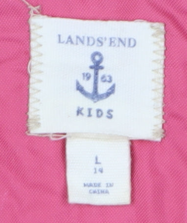 Lands' End Girls Pink Parka Jacket Size 14 Winter Hooded