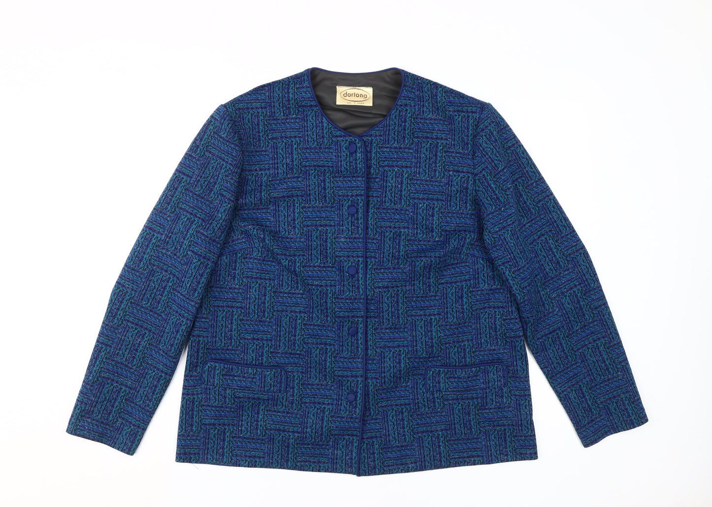Dortona Women's Blue Geometric Jacket Size 14
