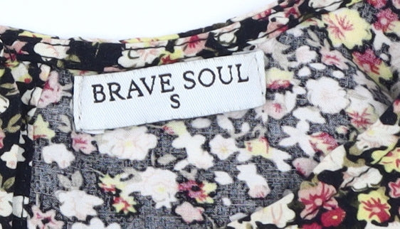 Womens UK Size S Brave Soul Multicoloured Cropped Blouse