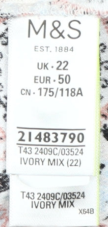 Womens UK Size 22 Marks and Spencer Multicoloured  T-Shirt