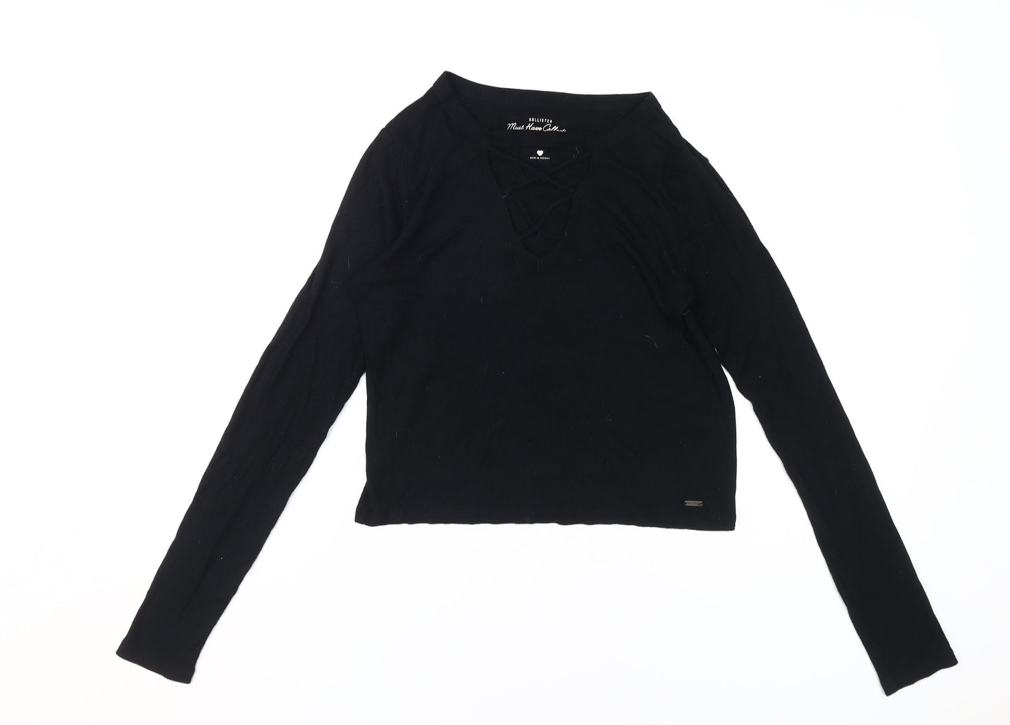 Womens UK Size S Hollister Black Basic T-Shirt