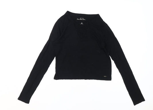 Womens UK Size S Hollister Black Basic T-Shirt