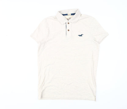Hollister Men's Beige Polo Shirt Size S