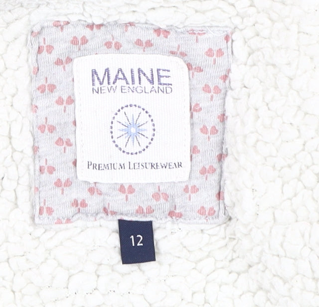 Maine New England Girls Grey Full Zip Hoodie M