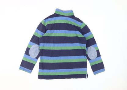 Joules Boys Blue Green Striped Henley Sweatshirt 11-12 Years
