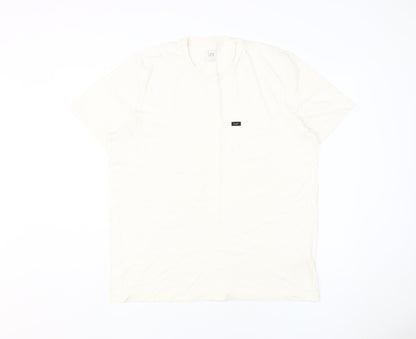 Lee Men's Ivory Crew Neck Cotton T-Shirt, Size L
