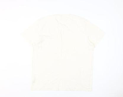 Lee Men's Ivory Crew Neck Cotton T-Shirt, Size L