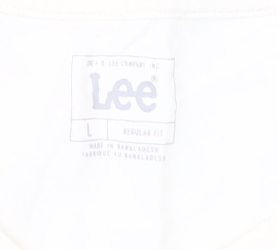 Lee Men's Ivory Crew Neck Cotton T-Shirt, Size L