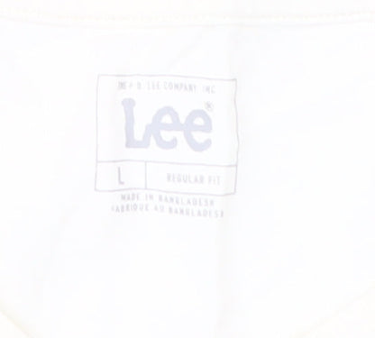 Lee Men's Ivory Crew Neck Cotton T-Shirt, Size L
