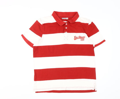 Livergy Men's Red Striped Polo Shirt, Medium, Classic Fit
