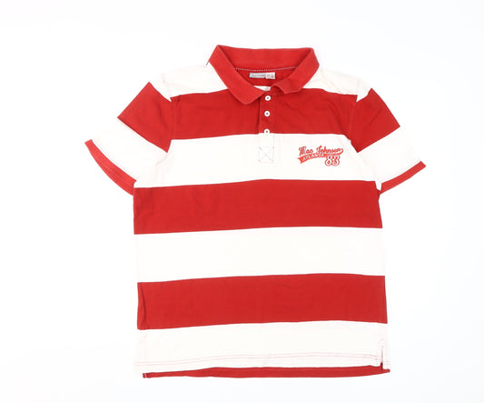 Livergy Men's Red Striped Polo Shirt, Medium, Classic Fit
