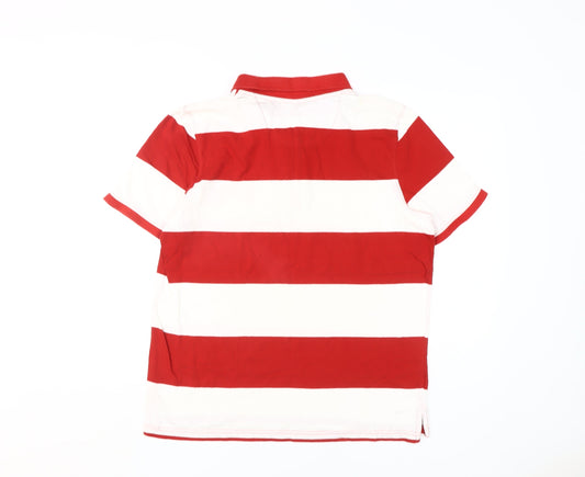 Livergy Men's Red Striped Polo Shirt, Medium, Classic Fit