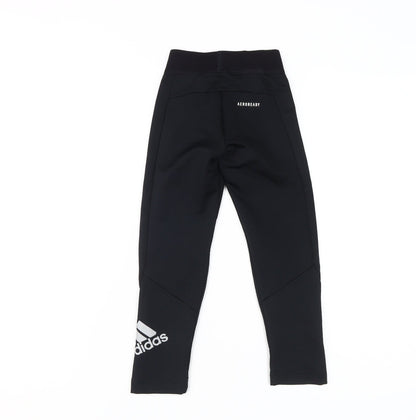 Adidas Girls Black Compression Leggings 5-6Y Athletic Fit