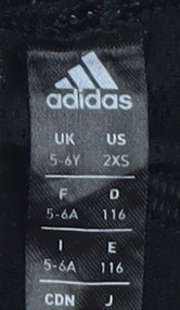 Adidas Girls Black Compression Leggings 5-6Y Athletic Fit