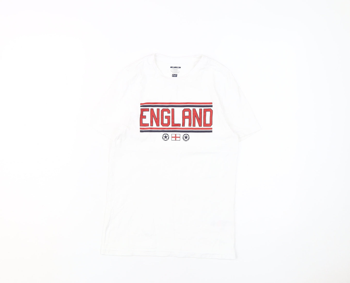F&F Boys White England Football T-Shirt 8-9 Years