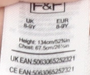 F&F Boys White England Football T-Shirt 8-9 Years