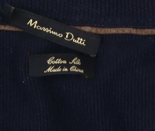 Massimo Dutti Men's Blue Cable-Knit Pullover S