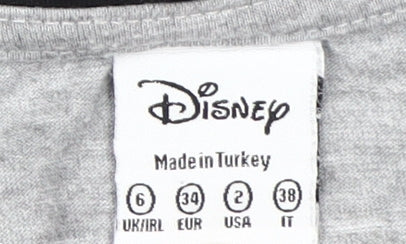Womens UK Size 6 Disney Grey Basic T-Shirt