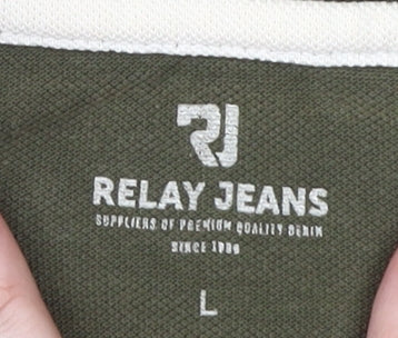Relay Jeans Green Polo Shirt for Men Size L