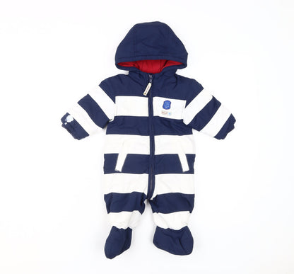 Jasper Conran Unisex Blue & White Striped Baby Snowsuit 3-6M
