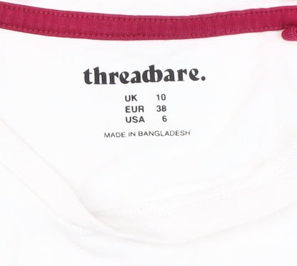 Womens UK Size 10 Threadbare White Basic T-Shirt