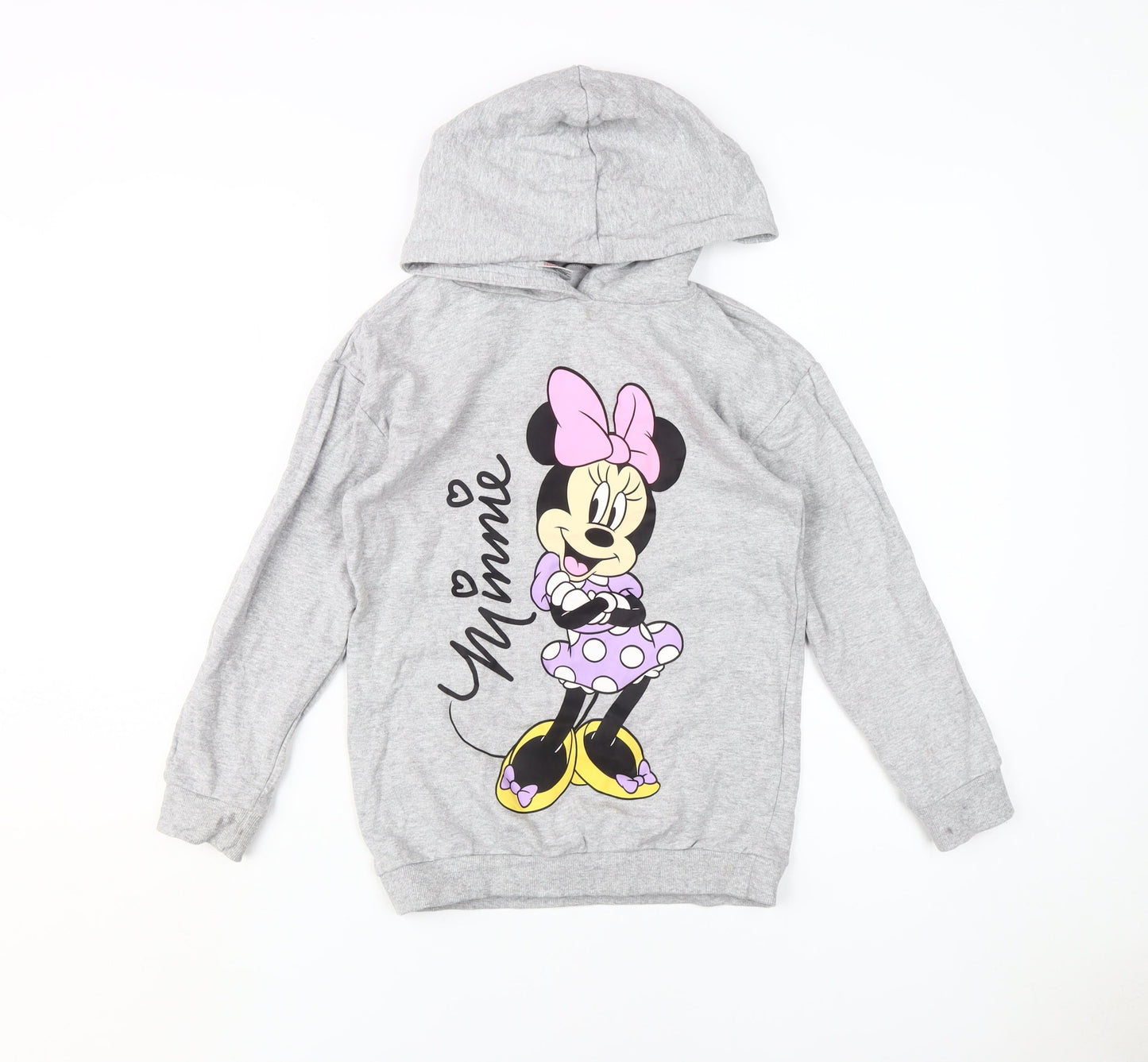 Disney Girls Grey Minnie Mouse Hoodie 9-10 Years Pullover