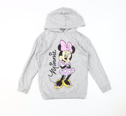 Disney Girls Grey Minnie Mouse Hoodie 9-10 Years Pullover