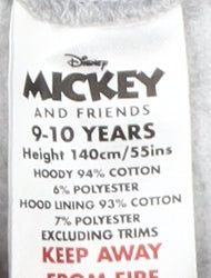 Disney Girls Grey Minnie Mouse Hoodie 9-10 Years Pullover