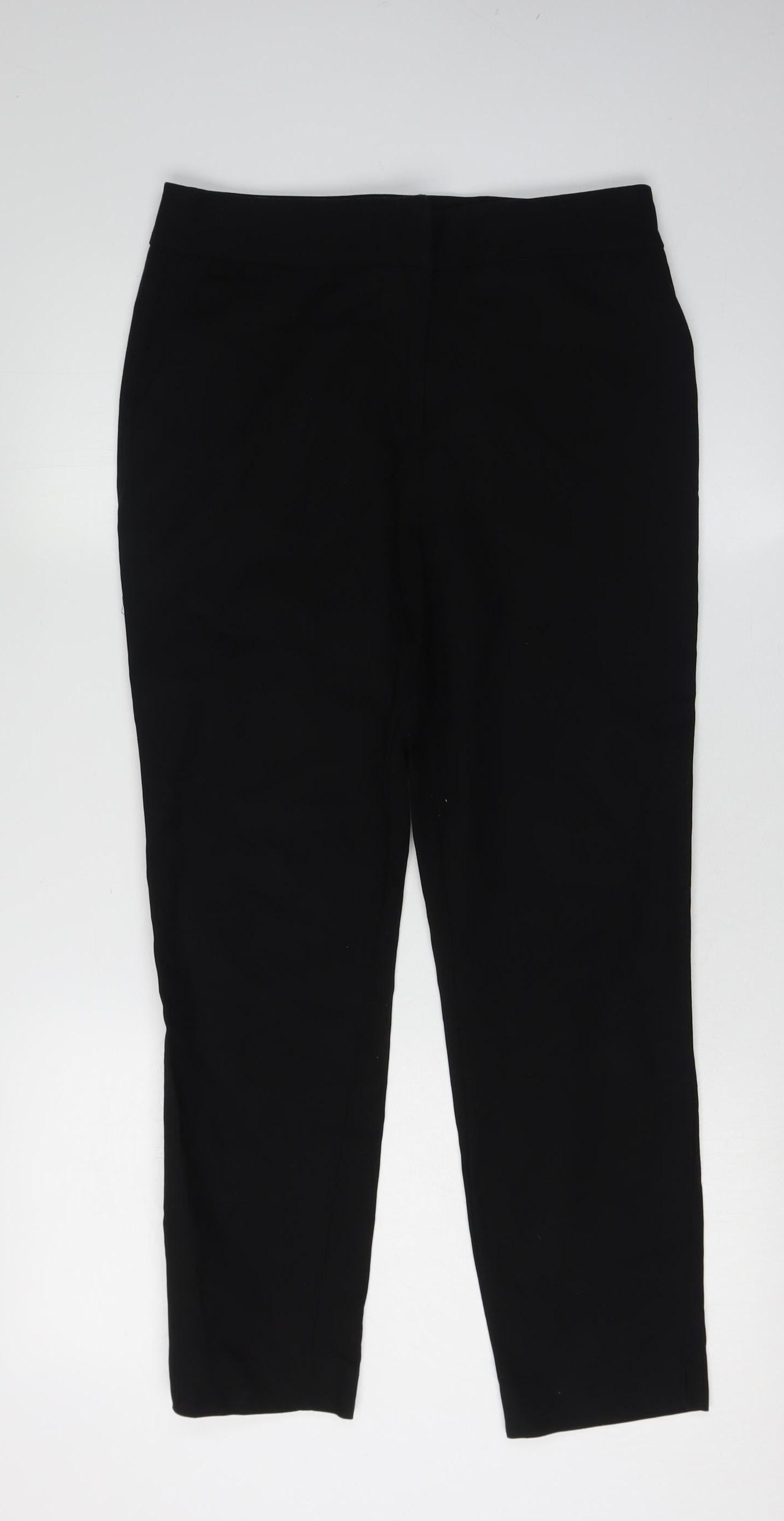 Womens UK Size 10 Warehouse Regular Fit Casual Workwear Black Trousers
