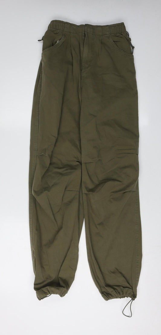 Bershka Women's Green Cargo Trousers Size 6