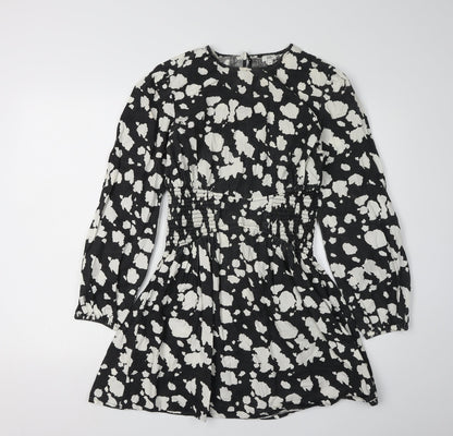 River Island Women's Black Print A-Line Dress UK 10