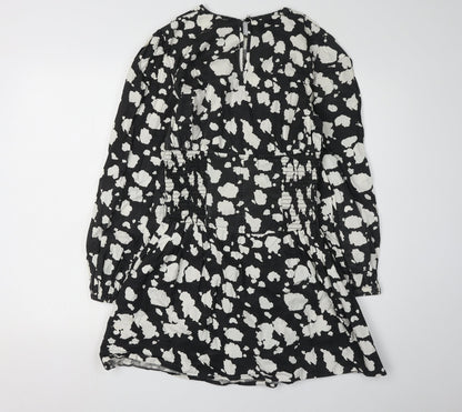 River Island Women's Black Print A-Line Dress UK 10